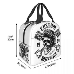 Rockabilly Skull Biker Thermal Insulated Lunch Bag for Kids