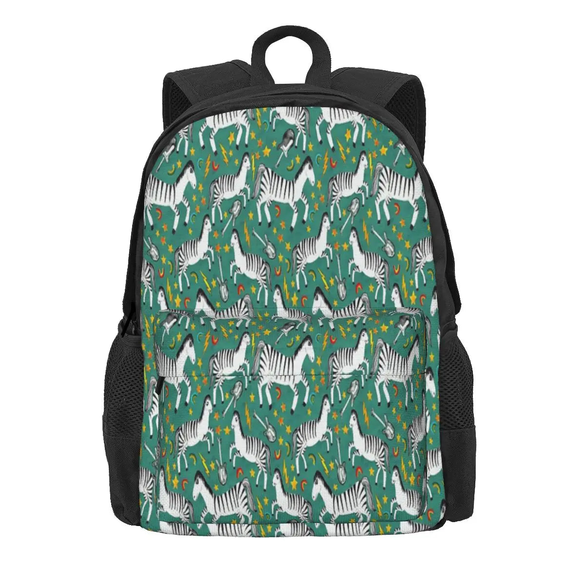 Rockin Rainbow Zebras On Green Backpacks Men's Backpacks Bags