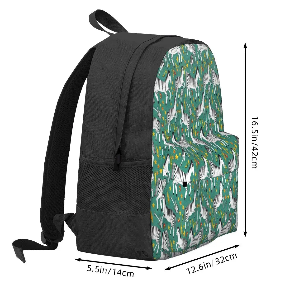 Rockin Rainbow Zebras On Green Backpacks Men's Backpacks Bags