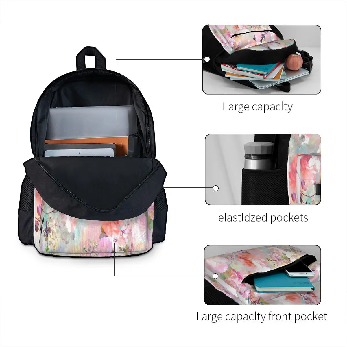 Pink Teal Watercolor Backpacks for Men and Women
