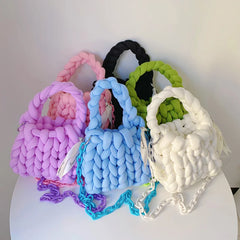 Chunky Knit Underarm Bag Acrylic Chain Crochet Crossbody Purse