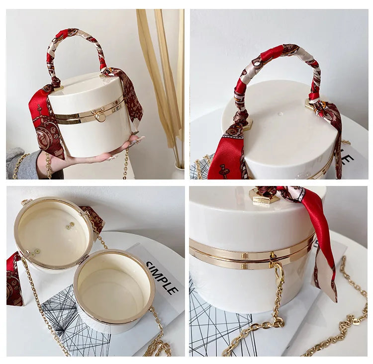 Acrylic Scarf Clutch for Women Metal Shoulder Chain Bag