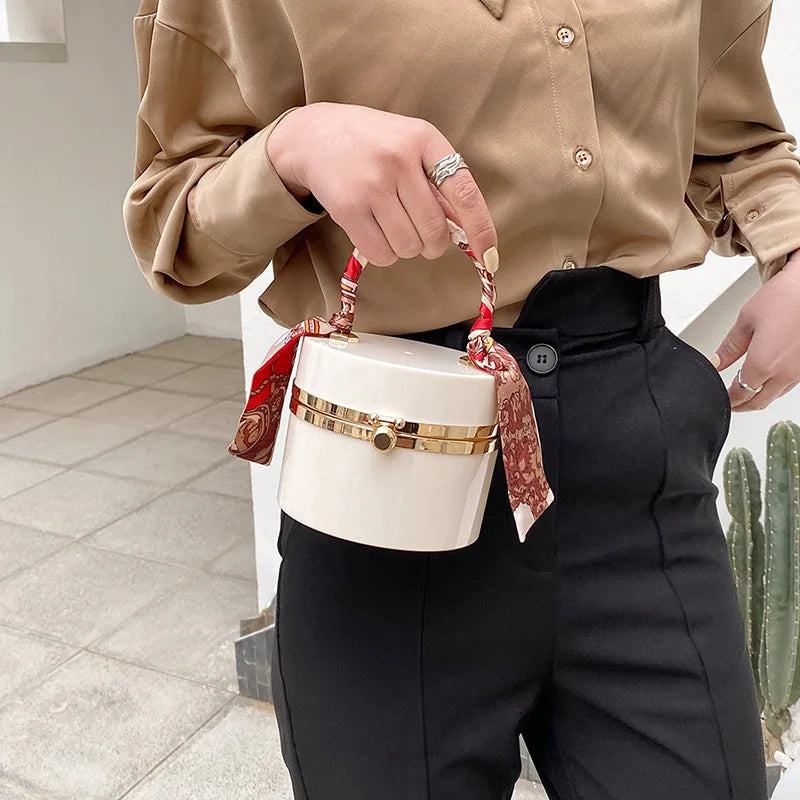 Acrylic Scarf Clutch for Women Metal Shoulder Chain Bag