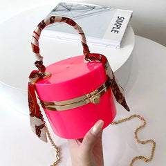 Acrylic Scarf Clutch for Women Metal Shoulder Chain Bag