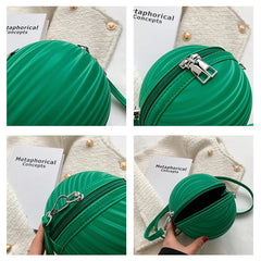 Round Ball Crossbody Bag For Women PU Leather Basketball Bags Ball Shape Creativ