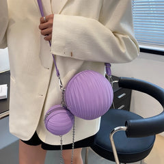 Round Ball Crossbody Bag For Women PU Leather Basketball Bags Ball Shape Creativ