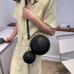 Round Ball Crossbody Bag For Women PU Leather Basketball Bags Ball Shape Creativ