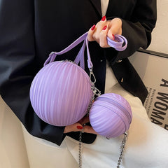 Round Ball Crossbody Bag For Women PU Leather Basketball Bags Ball Shape Creativ