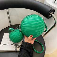 Round Ball Crossbody Bag For Women PU Leather Basketball Bags Ball Shape Creativ
