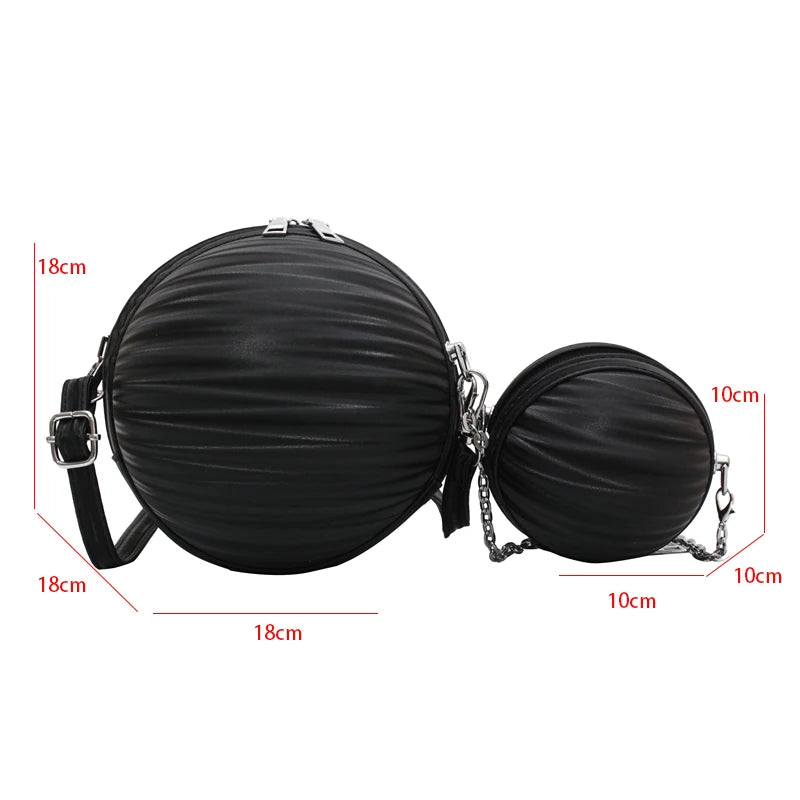 Round Ball Crossbody Bag For Women PU Leather Basketball Bags Ball Shape Creativ