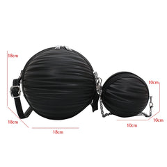 Round Ball Crossbody Bag For Women PU Leather Basketball Bags Ball Shape Creativ