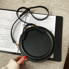 Round Crossbody Bag Women Handbag Tote Shoulder Bag PU Leather