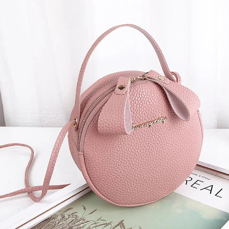 Round Shoulder Bags for Women PU Leather Handbags Small Crossbody Messenger Bag