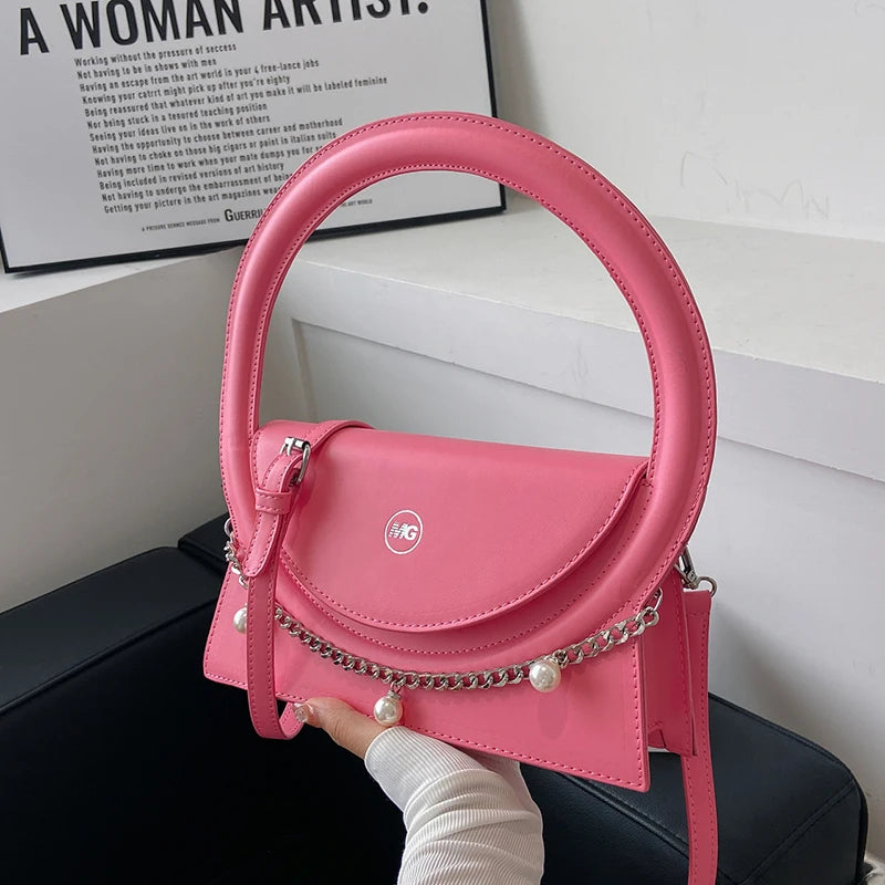 Women's Winter Tote Bag French Style Leather Shoulder Bag