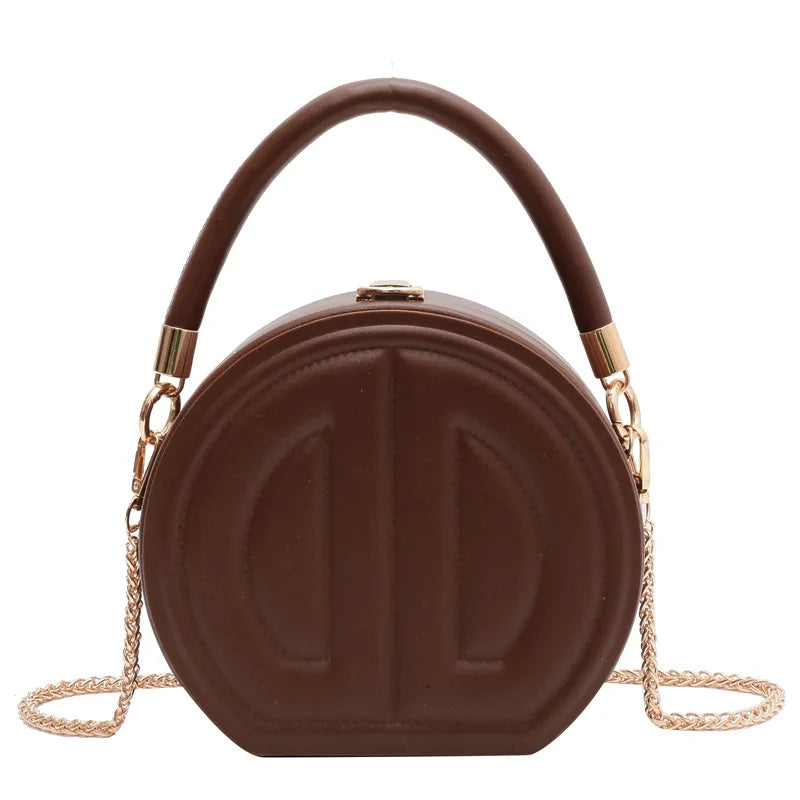 Round Portable Box Bag Crossbody Shoulder Bag for Women
