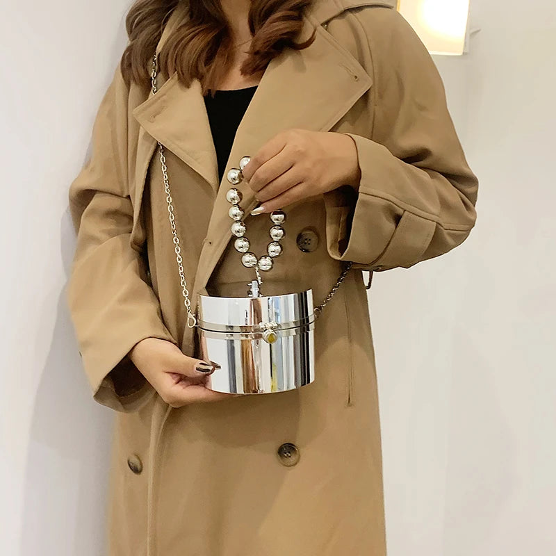 Round Plastic Box Party Clutch Bag Women Handbag Wedding Evening Bag