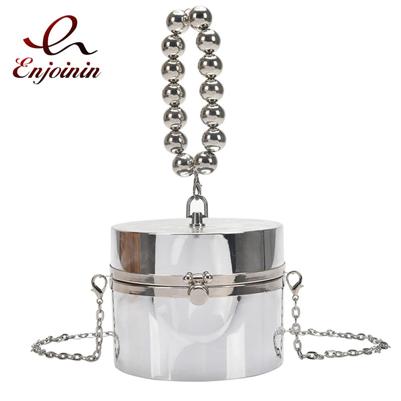 Round Plastic Box Party Clutch Bag Women Handbag Wedding Evening Bag