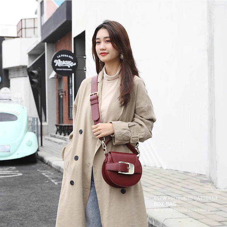 Round Saddle Bag for Women Crossbody Bags Ladies Handbag Totes