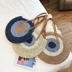 Round Straw Bags Women Shopping Bag Summer Travel Woven Rattan Beach Handbags