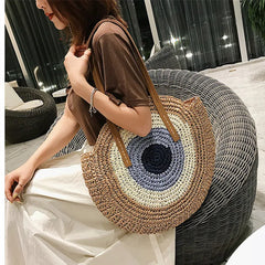 Round Straw Bags Women Shopping Bag Summer Travel Woven Rattan Beach Handbags
