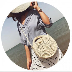 Round Straw Beach Bag Summer Mini Rattan Woven Messenger Bag