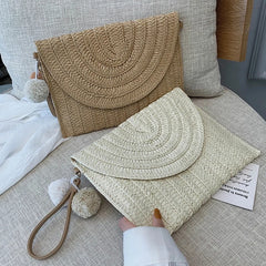 Round Straw Beach Bag Woven Shoulder Raffia Circle Rattan Bags Bohemian Summer
