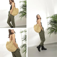 Vintage Straw Beach Bag Woven Rattan Bohemian Summer Vacation Casual Bags