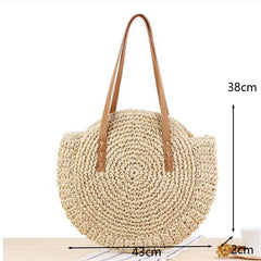 Vintage Straw Beach Bag Woven Rattan Bohemian Summer Vacation Casual Bags
