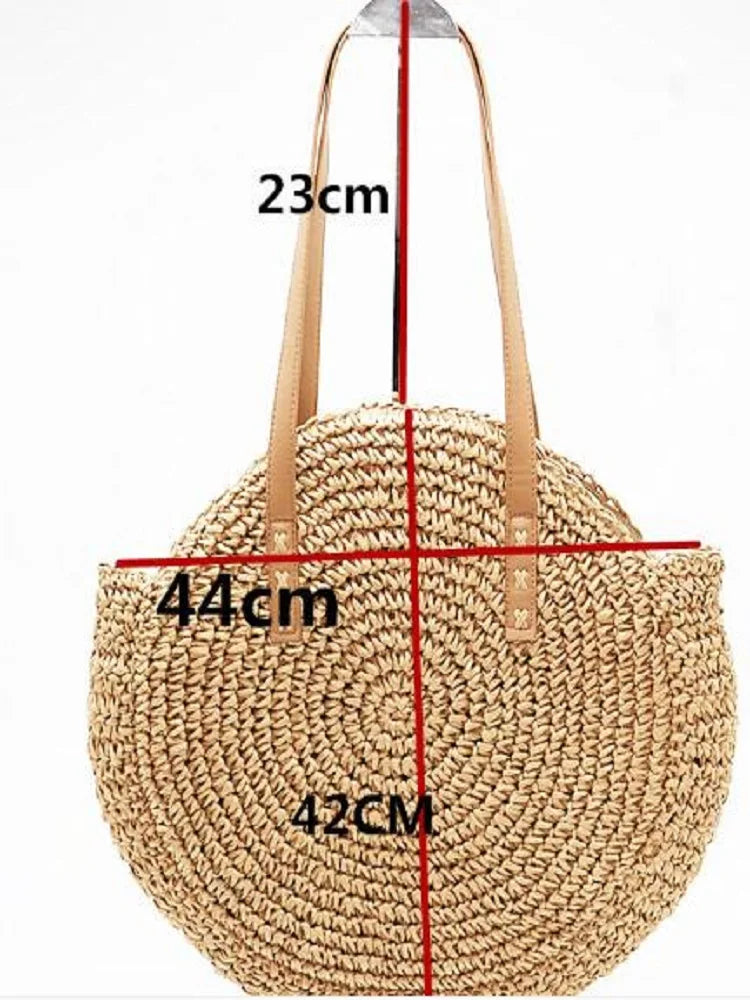 Round Straw Beach Bag Woven Bags For Women
