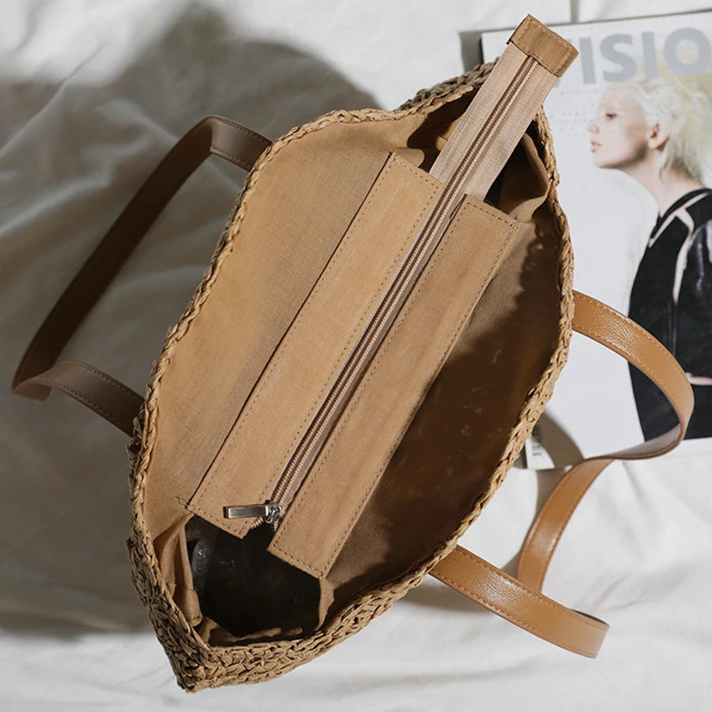 Tassel Straw Crossbody Bag Women Rattan Handbags Woven Beach Circle Bohemia