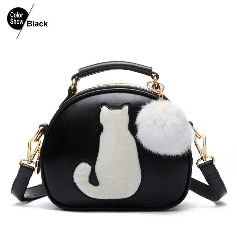 Women Shoulder Bags PU Leather Full Moon Candy Cat