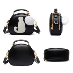 Women Shoulder Bags PU Leather Full Moon Candy Cat