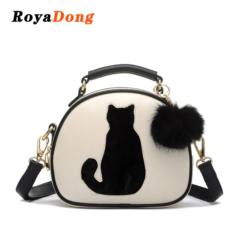Women Shoulder Bags PU Leather Full Moon Candy Cat