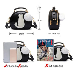 Women Shoulder Bags PU Leather Full Moon Candy Cat