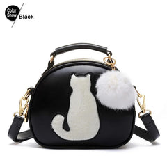 Women Shoulder Bags PU Leather Full Moon Candy Cat