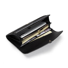 Cowhide Long Wallet Women Large Capacity Envelope Slim Clutch Phone Purse