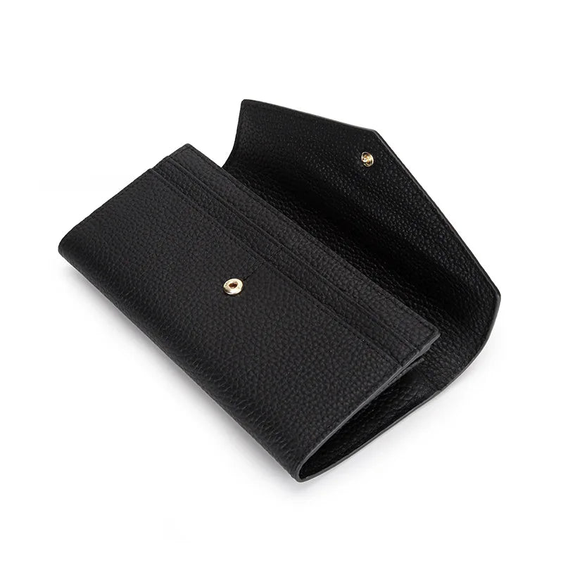 Cowhide Long Wallet Women Large Capacity Envelope Slim Clutch Phone Purse