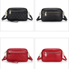 Cow Leather Shoulder Bag Women Long Purse Sling Bag Rhombus Pattern Cowhide