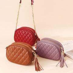 Small Sling Bag Phone Purse Cowhide Tassel Clutch Crossbody