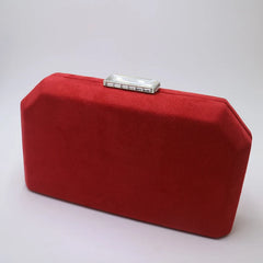 Red Velvet Suede Evening Clutch with Shoulder Chain
