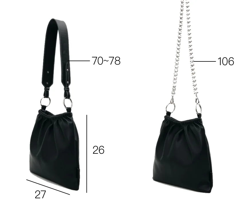 Ruched Shoulder Bag Chain Handbags Soft PU Leather Crossbody Totes