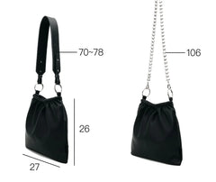 Ruched Shoulder Bag Chain Handbags Soft PU Leather Crossbody Totes