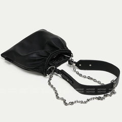 Ruched Shoulder Bag Chain Handbags Soft PU Leather Crossbody Totes
