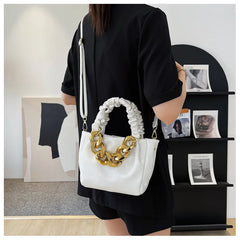 Ruched Handle Bags Summer PU Leather Shoulder Bag Ladies Handbag