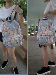 Floral Canvas Women Backpack for Teenager Girl Laptop Backpack