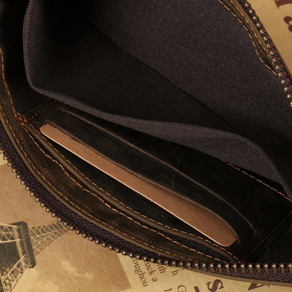 Men's Wallet Retro Oil Leather Crazy Horse Leather Handbag Coin Dollar Purse