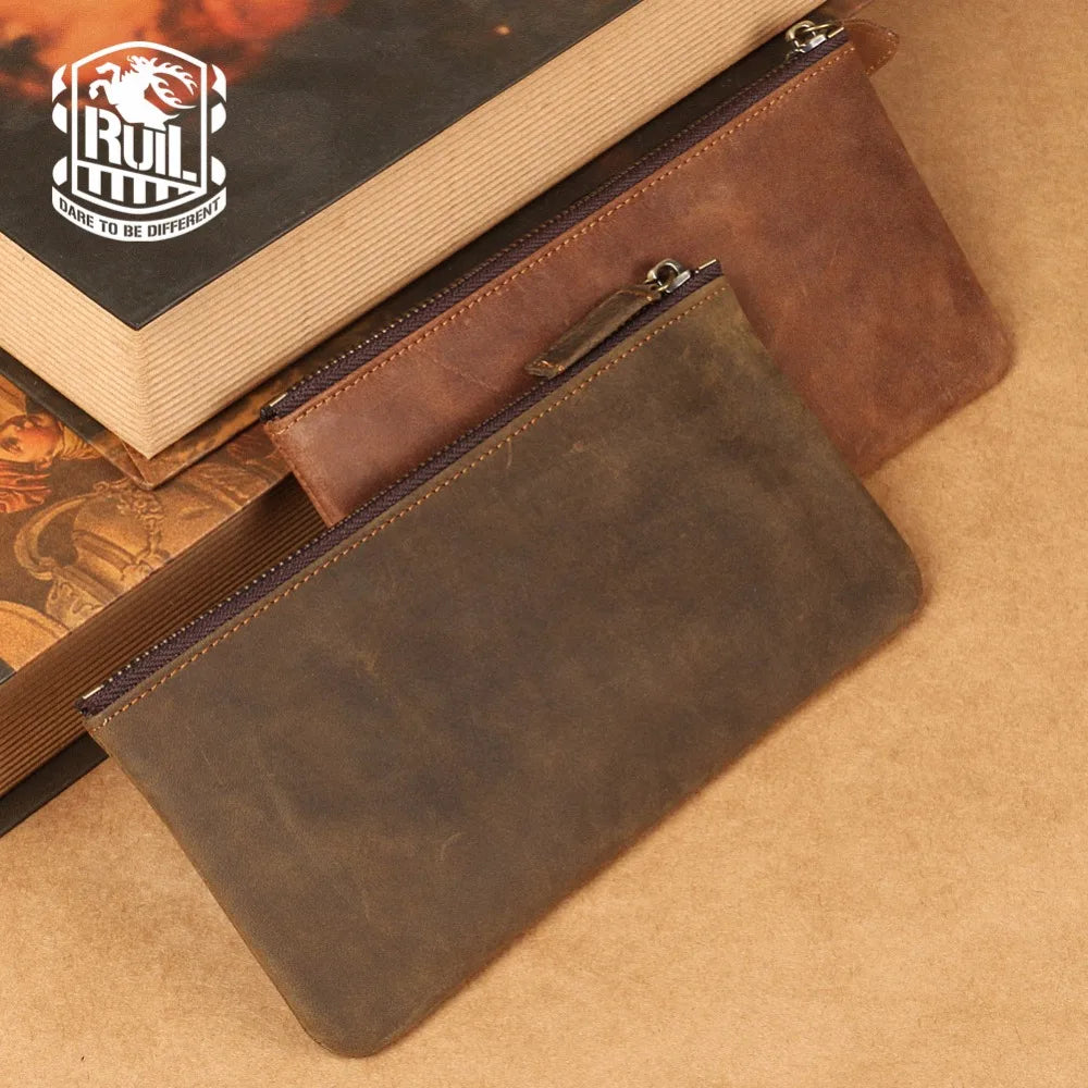 Men's Wallet Retro Oil Leather Crazy Horse Leather Handbag Coin Dollar Purse