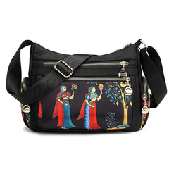 Vintage Floral Crossbody Bag Waterproof Nylon Messenger Bag