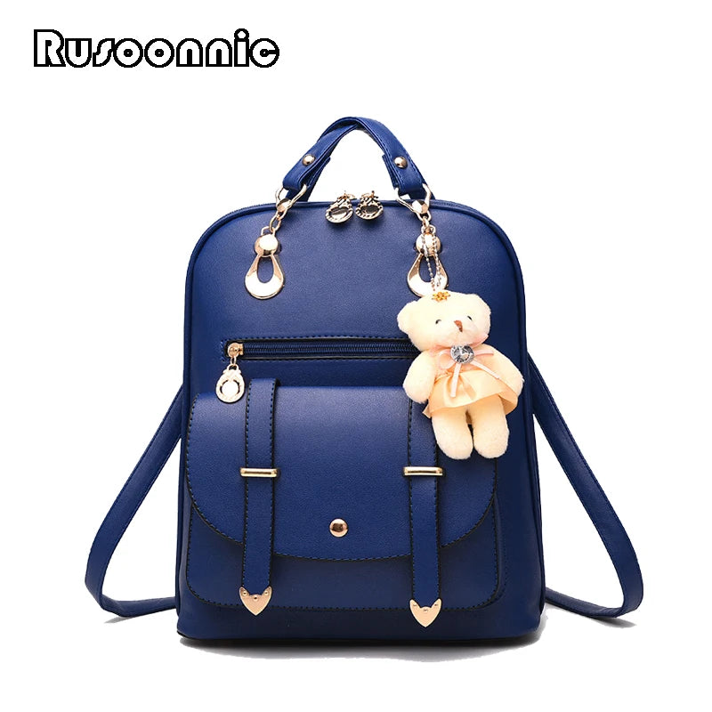 Pu Leather Backpack Women High Feminina Rucksack School Bags