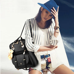Pu Leather Backpack Women High Feminina Rucksack School Bags